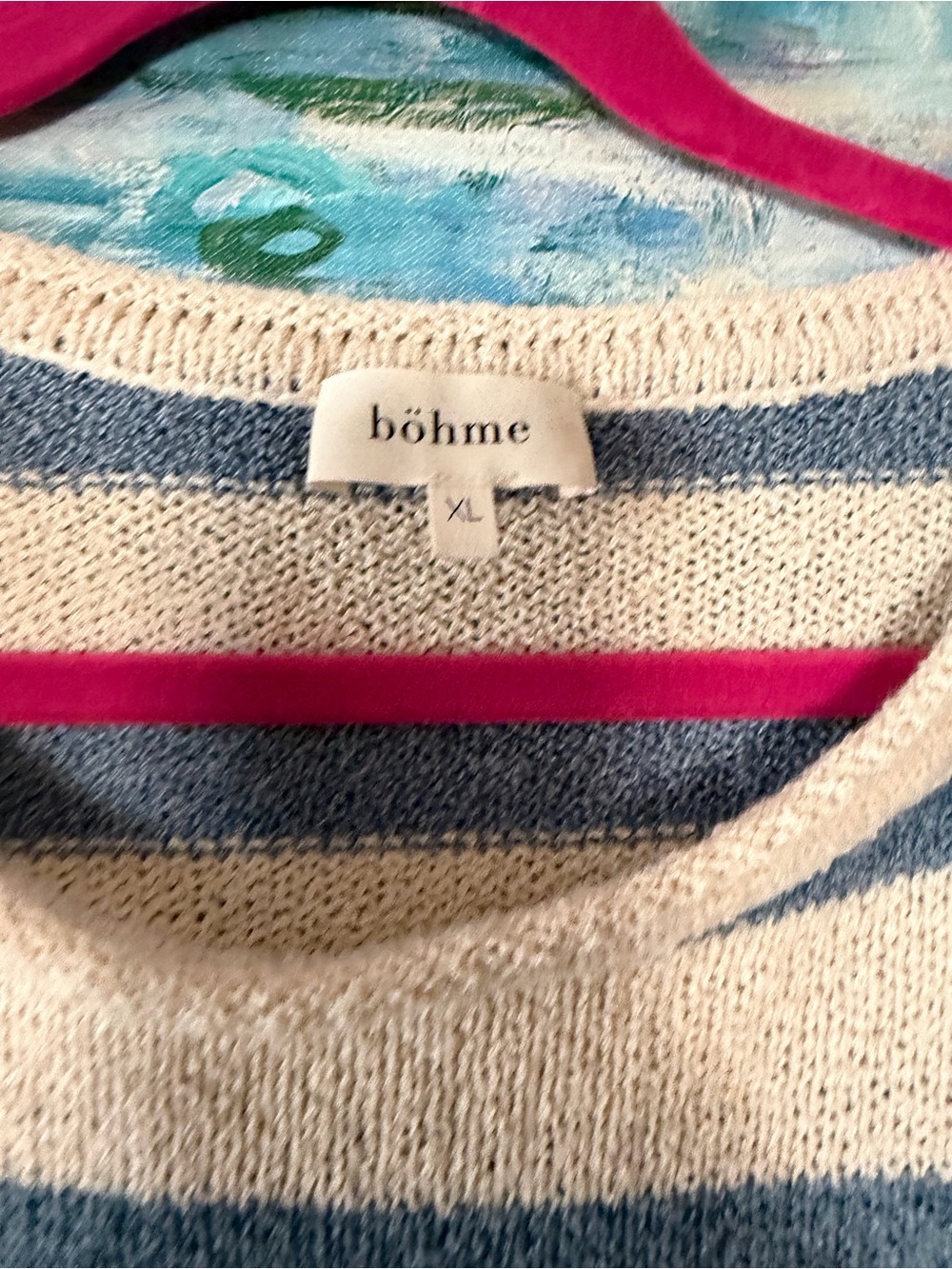 Bohme Kelsey Cream and Blue Striped Crewneck Sweater - Picture 6 of 6
